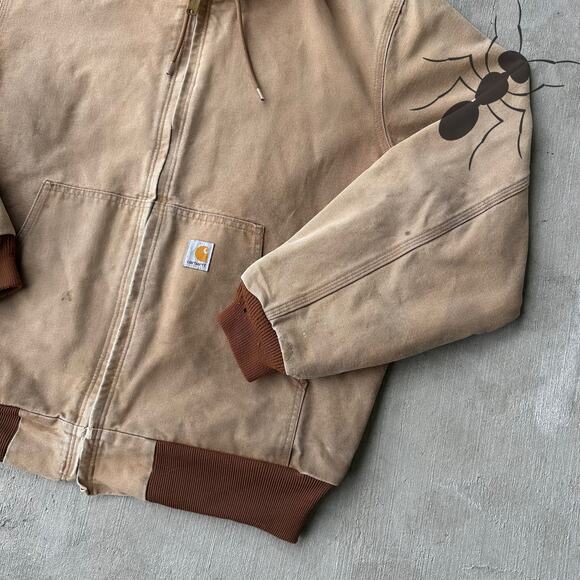 Vintage Y2K Carhartt J131 brown hooded active work wear jacket - Picture 4 of 8